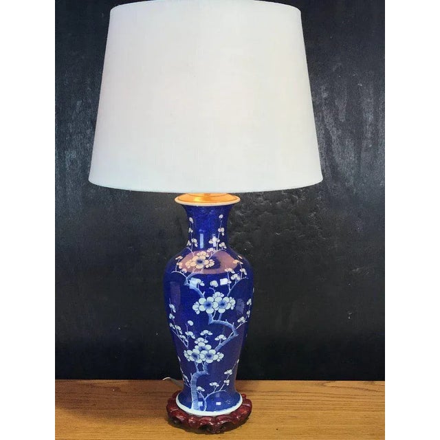 Chinese Early 20th Century Chinese Export Prunus Vase, Now as a Lamp For Sale - Image 3 of 11
