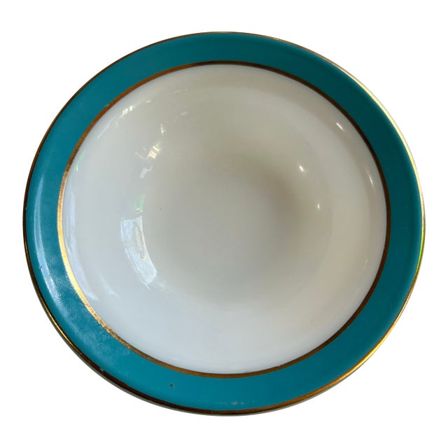1970s Tiffany Blue Gold Rimmed Catchall Bowl For Sale