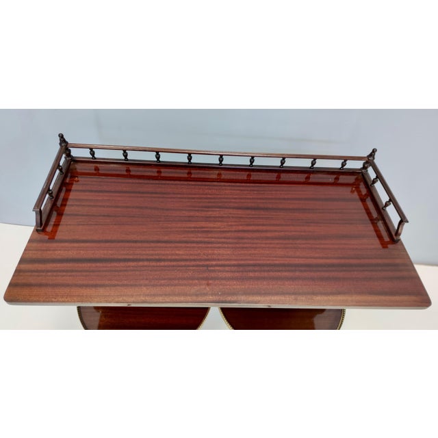 Vintage Walnut Serving Cart Table with 2 Sliding Shelves, Italy For Sale - Image 11 of 12