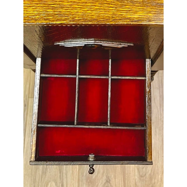 1910s Antique Tiger Oak Cigar Humidor & Smoking Cabinet With Barley Twist Legs For Sale - Image 5 of 12