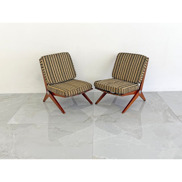 Pierre Jeanneret Scissor Lounge Chairs, Knoll, 1965, Original Cushions Included For Sale - Image 14 of 15