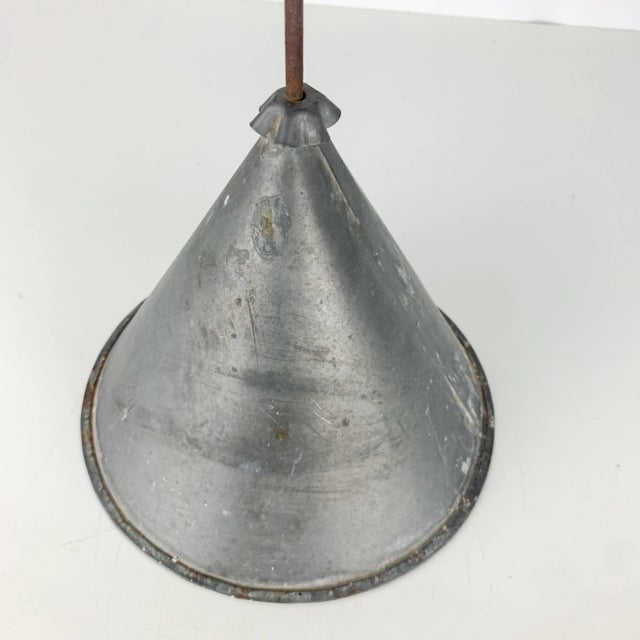 Early Antique Primitive Tin Candle Holder Adjustable Double Arm Conical Base For Sale - Image 4 of 12