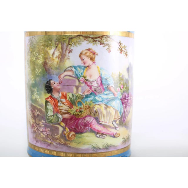 Ceramic Large 19th Century Sevres Style Gilt Porcelain Covered Jars - a Pair For Sale - Image 7 of 13