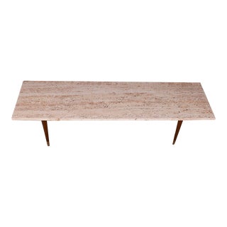 1960s Mid Century Modern Marble Top Coffee Table For Sale