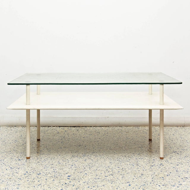 - Coffee table designed by Elmar Berkovich circa 1930 - Manufactured by Metz and Co. (Netherlands) - Tubular legs, wood...
