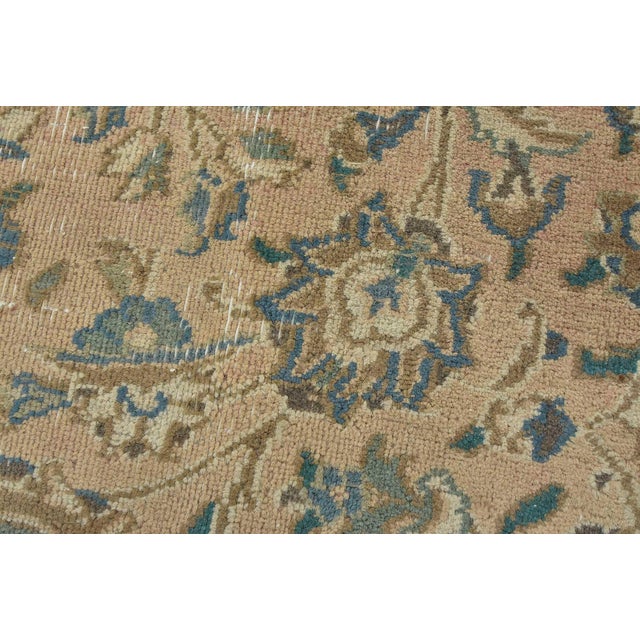 Pink Kashan Rug 10' X 12'8'' Pink Wool Vintage Distressed Hand-Knotted Carpet For Sale - Image 8 of 15