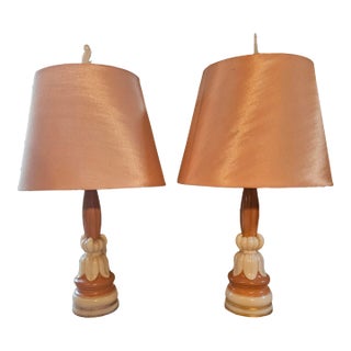 Vintage Art Deco Aladdin Attributed Alacite Grass Table Lamps - a Pair For Sale