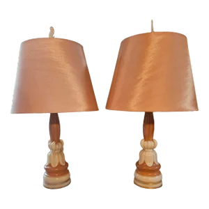 Vintage Art Deco Aladdin Attributed Alacite Grass Table Lamps - a Pair