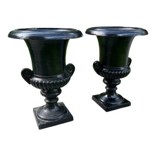 Late 20th Century Cast Iron Haddo House Urns - A Pair For Sale
