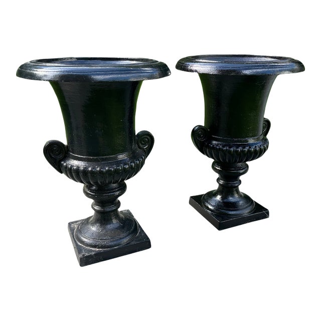 Late 20th Century Cast Iron Haddo House Urns - A Pair For Sale