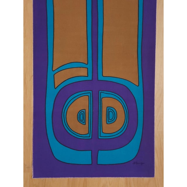 Mid-century screen-printed wall hanging. Signed by the german artist Traute Sänger Unused, very rare find in this...
