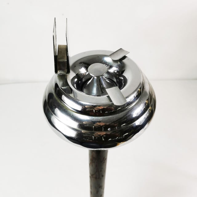 Floor ashtray from Belgium, 1930s. It features a solid, decorative Art Deco design. Made of metal (chrome-plated copper)...