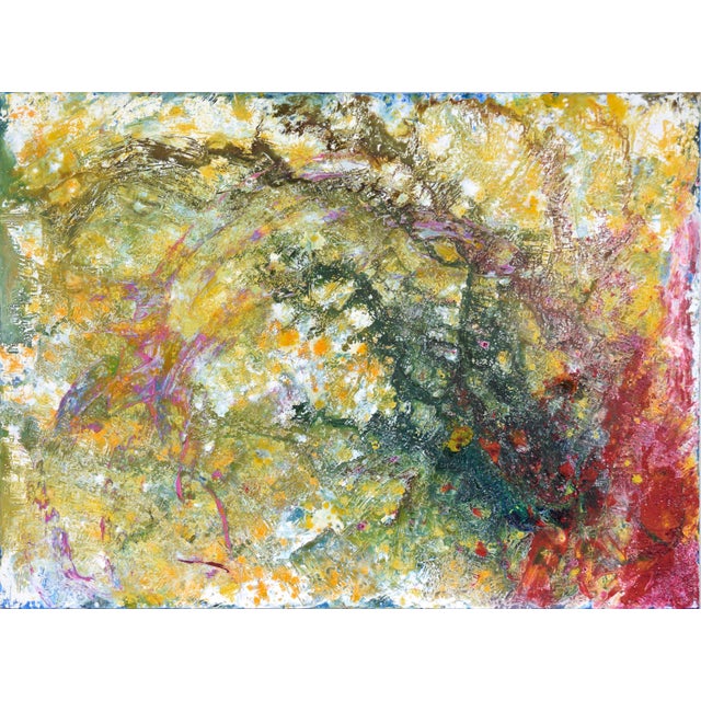 Green, Yellow, Red - Textured Expressionist Composition in Acrylic on Canvas Textured abstract composition by California...