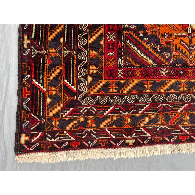 Vintage Afghan Hand-Knotted Wool Rug | Tribal Geometric Pattern | Terracotta Rug For Sale - Image 9 of 10