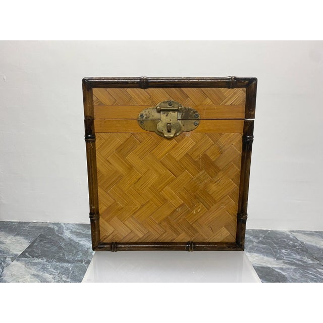 Faux Bamboo Woven Rattan Box For Sale - Image 10 of 13