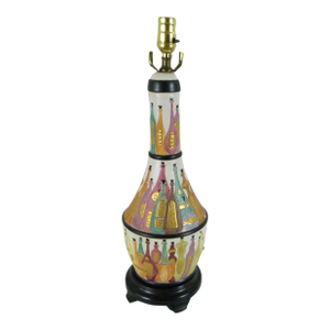 Italian Table Lamp Mid-Century . Ceramic With a Colorful Wine Bottle Design
