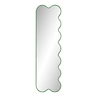 Hvyli Q9 - Narrow Modern Asymmetrical Green Mirror for Contemporary Interiors For Sale