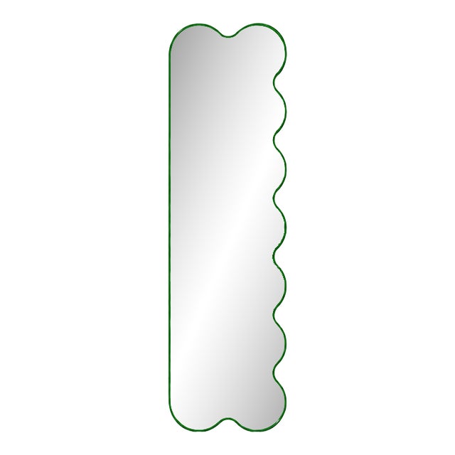 Hvyli Q9 - Narrow Modern Asymmetrical Green Mirror for Contemporary Interiors For Sale