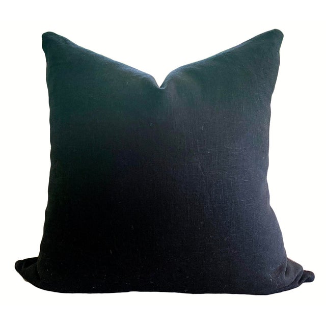 Contemporary Black Linen Pillow With Serpents Chairish