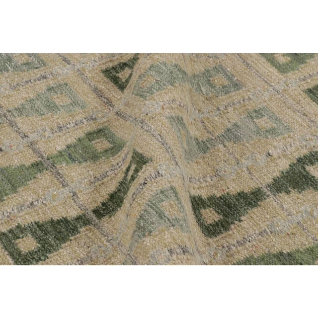 Rug & Kilim's Scandinavian Style Custom Rug With Green & Ivory Hourglass Design For Sale - Image 9 of 10