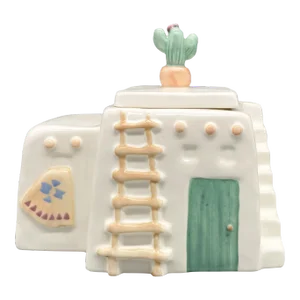 20th Century California Pottery Adobe Village House Cookie Jar