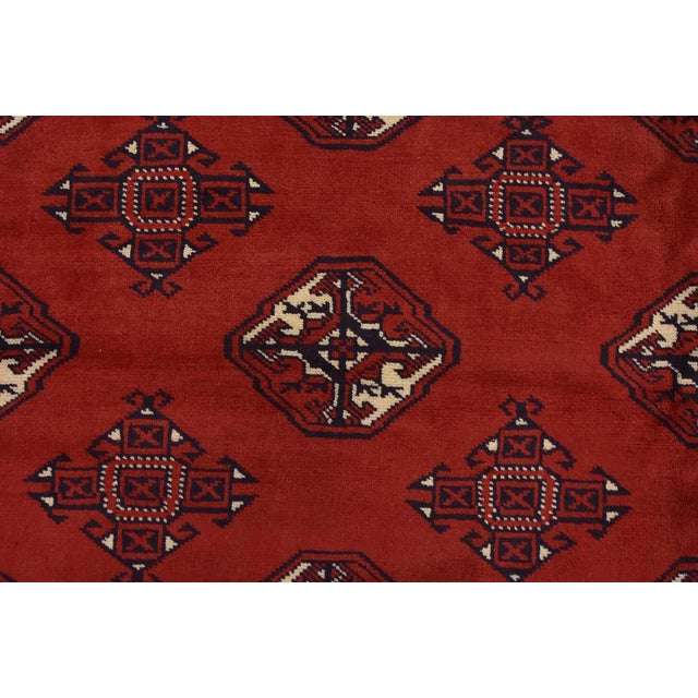 Turkmen Rug 10’1” X 12’6” Red Wool Vintage Tribal Hand-Knoted Carpet For Sale - Image 10 of 14