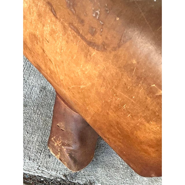 Brown Vintage Leather Pummel Horses - Set of 2 For Sale - Image 8 of 12