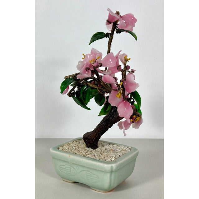 Vintage Mid-Century Flowering "Jade Tree" in Footed Celadon Pot - 10" A charming and quintessential example of mid-century...