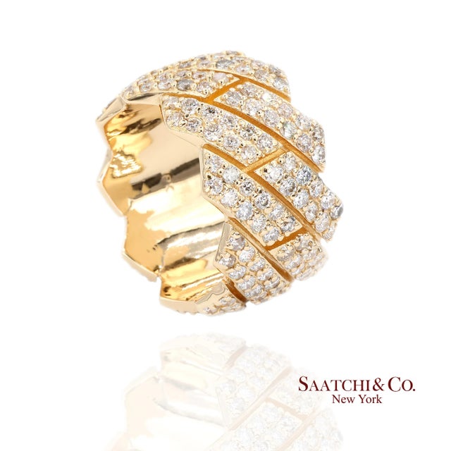 18k (750) Yellow Gold 4.50 Ct Natural Diamond Ring Band For Sale - Image 4 of 8