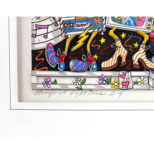 Charles Fazzino, Remembering the 70's, Rare Hand Signed 3d Mixed Media, 36 X 42 In. Framed, 1994 For Sale - Image 4 of 5