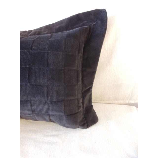 Black Check-Pattern Velvet Decorative Lumbar Pillows From Portugal - Set of 2 For Sale - Image 4 of 7