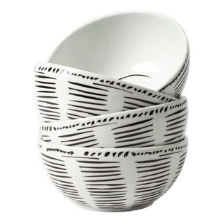 Line Drawing Porcelain Bowls Bowls, Set of 4 For Sale