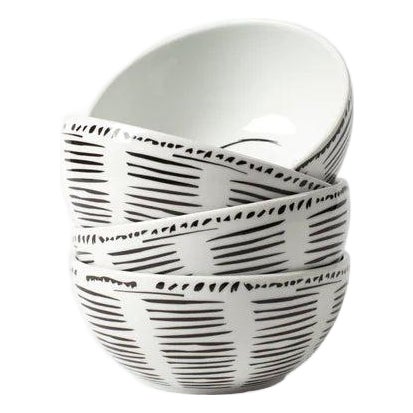 Line Drawing Porcelain Bowls Bowls, Set of 4 For Sale