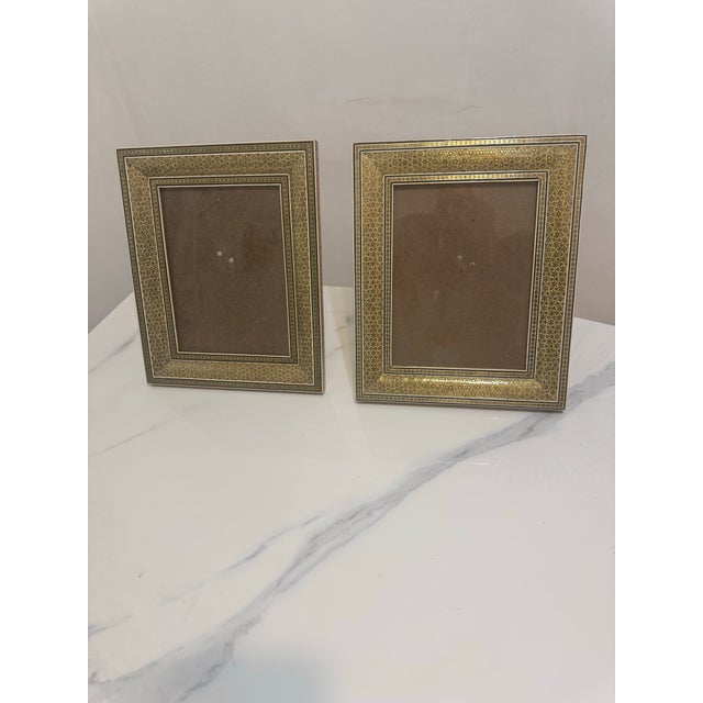 Vintage Pair of Hand Crafted Middle Eastern Miniature Khatamkari / Khatam Picture Frame For Sale - Image 9 of 12