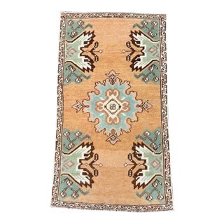 Turkish Mini Rug Oriental Hand Knotted Vintage Rug 1'8" x 2'11" #17080 For Sale