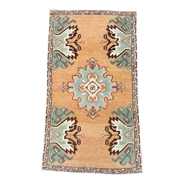 Turkish Mini Rug Oriental Hand Knotted Vintage Rug 1'8" x 2'11" #17080 For Sale