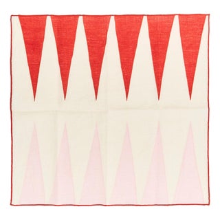 Misette Backgammon Linen Napkins, Set of 4, Red For Sale