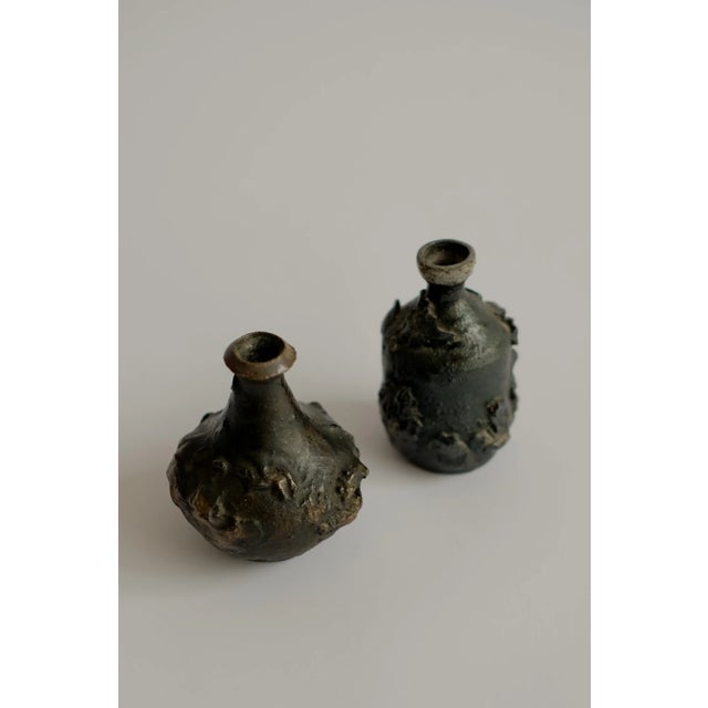 Contemporary Pair of Hand-Formed Brutalist Vessels For Sale - Image 3 of 5