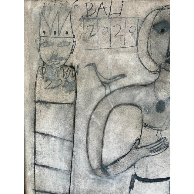 2000 - 2009 Figurative Painting in Greige Colors by Artist Pandi, Indoniesia, 2009, 46" X 38" For Sale - Image 5 of 12