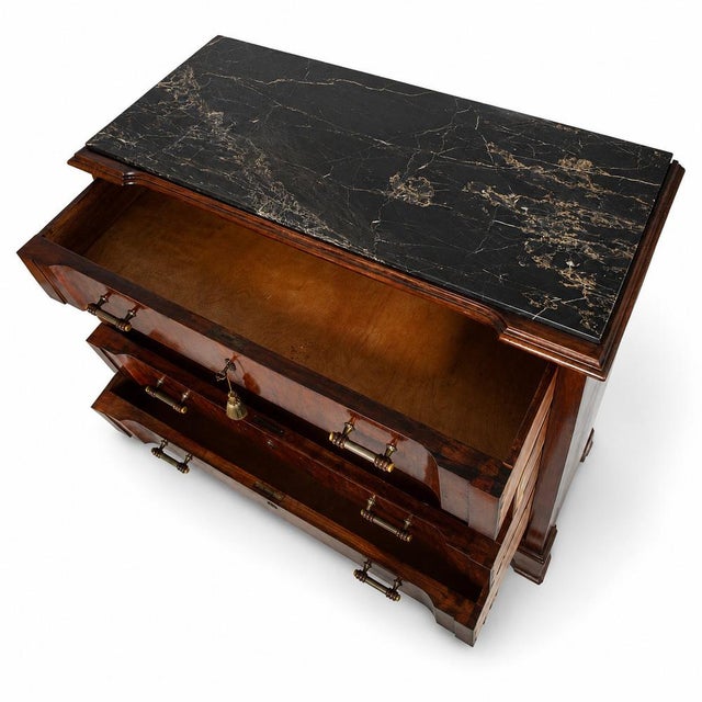Charles X Italian Venetian Mahogany Commode with Portoro Marble Top, 1830 For Sale - Image 4 of 12