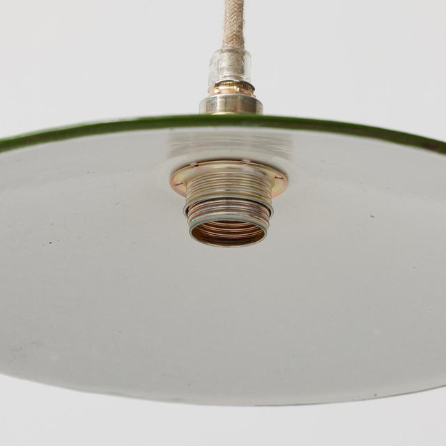 Antique French Hanging Lamp in Green Lacquered Metal For Sale - Image 10 of 13