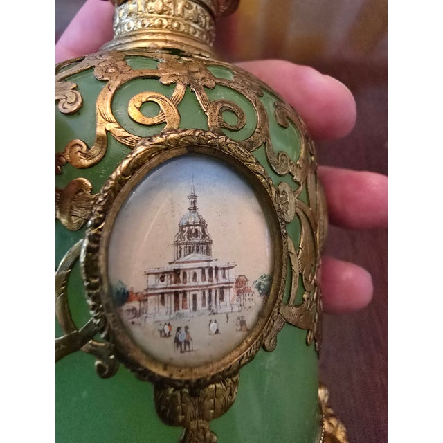 Antique Orientalist Jade Opaline Glass Perfume Bottle For Sale - Image 11 of 11