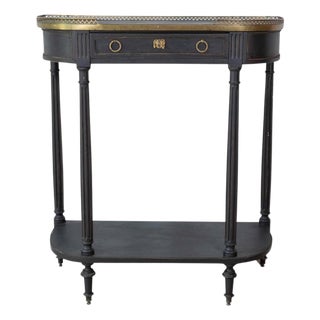 Mid-19th Century Swedish Ebonized Console Table with Brass Gallery and Slate Top For Sale