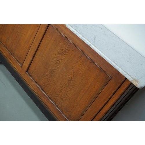 Large Antique Art Deco German Oak & Marble Chocolate Shop Counter, 1920s For Sale - Image 6 of 18