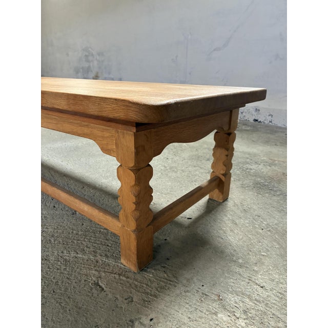 Low oak bench attributed Henning Kjærnulf