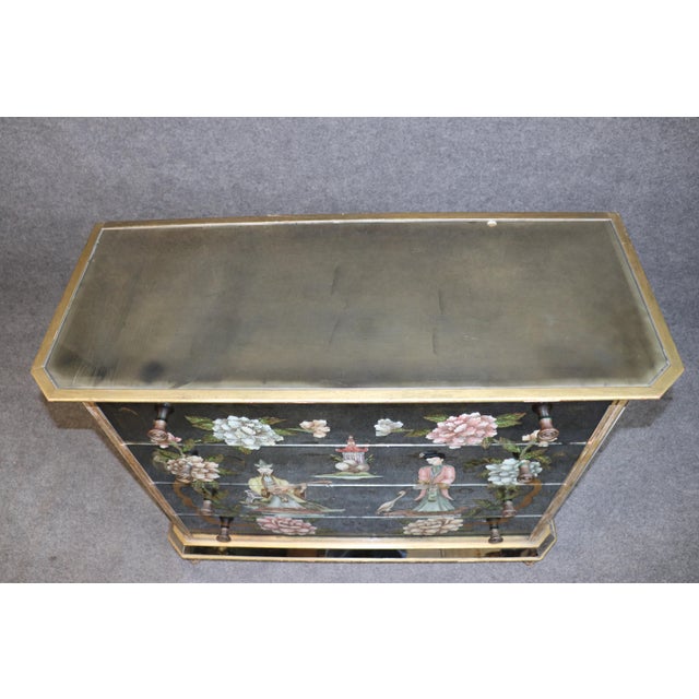 Hollywood Regency Hollywood Regency Vere Eglomise Chinoiserie Style Commode For Sale - Image 3 of 17