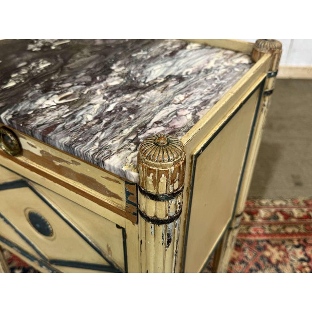 Louis XVI Bedside Table in Beechwood with a Marble Top, 19th Century For Sale - Image 11 of 18