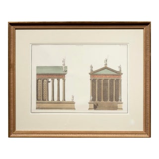 Giorgio Domenico Fossati Italian Architectural Lithograph (18th C. Design) – Framed Classical Temple Illustration For Sale