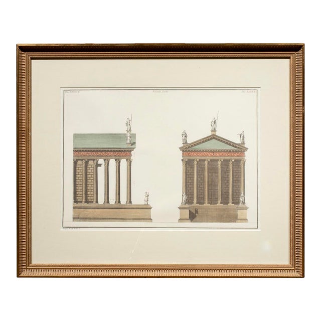 Giorgio Domenico Fossati Italian Architectural Lithograph (18th C. Design) – Framed Classical Temple Illustration For Sale
