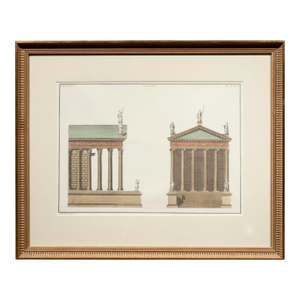 Giorgio Domenico Fossati Italian Architectural Lithograph (18th C. Design) – Framed Classical Temple Illustration